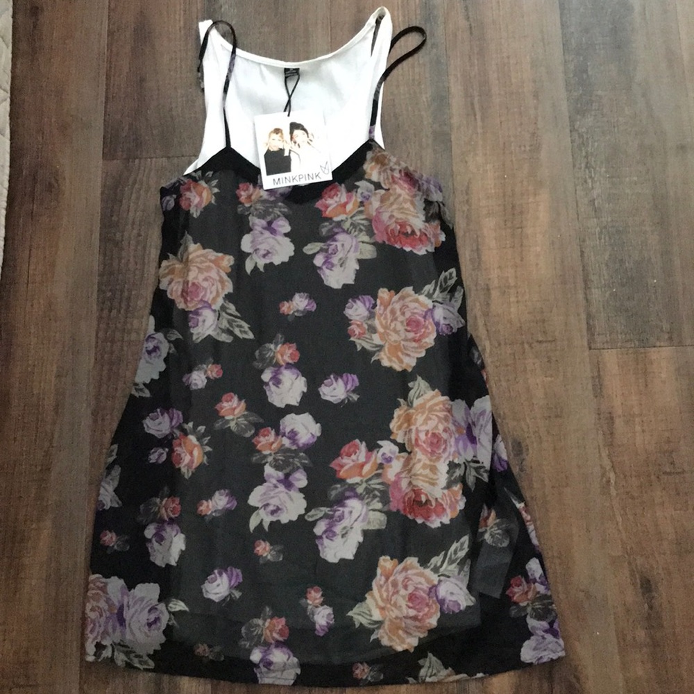 Mini pink slip dress